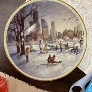 Winter Scene of Chicago Decorative Plate Limited edition